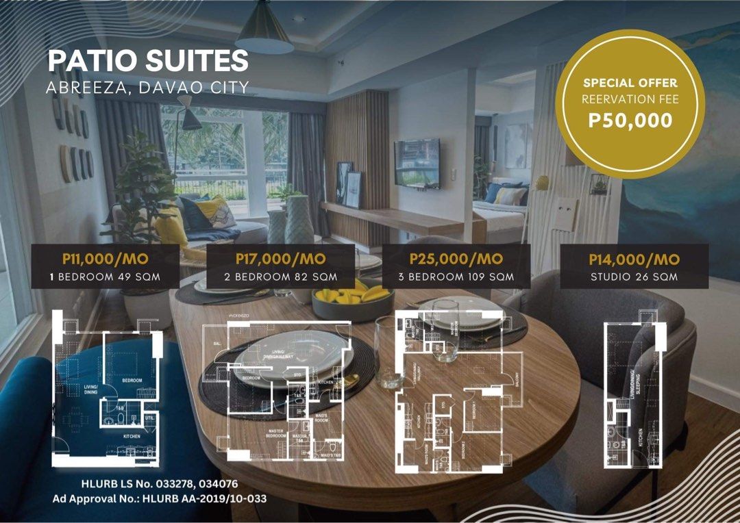 PATIO SUITES ALVEO AYALALAND IN DAVAO CITY ABREEZA MALL, Property, For