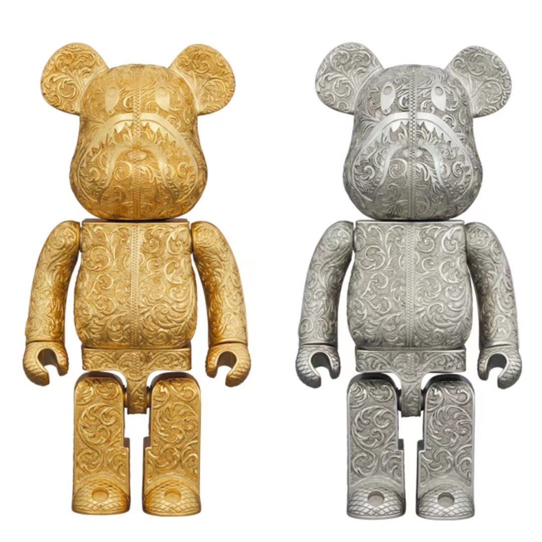 [Pre-Order] BE@RBRICK Royal Selangor x Bape Camo Shark 400% Gold ...
