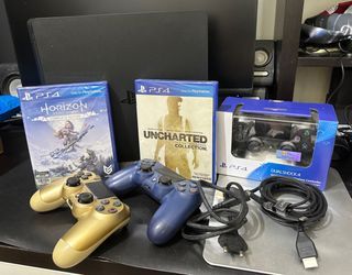 PS4 slim 500gb w 3 controllers/ 2 AAA games