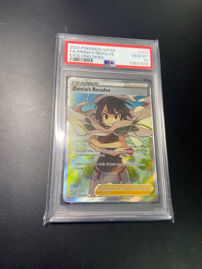 PSA 10 Zinnia’s Resolve 203/203 Full Art Evolving Skies 2021 Pokemon Card