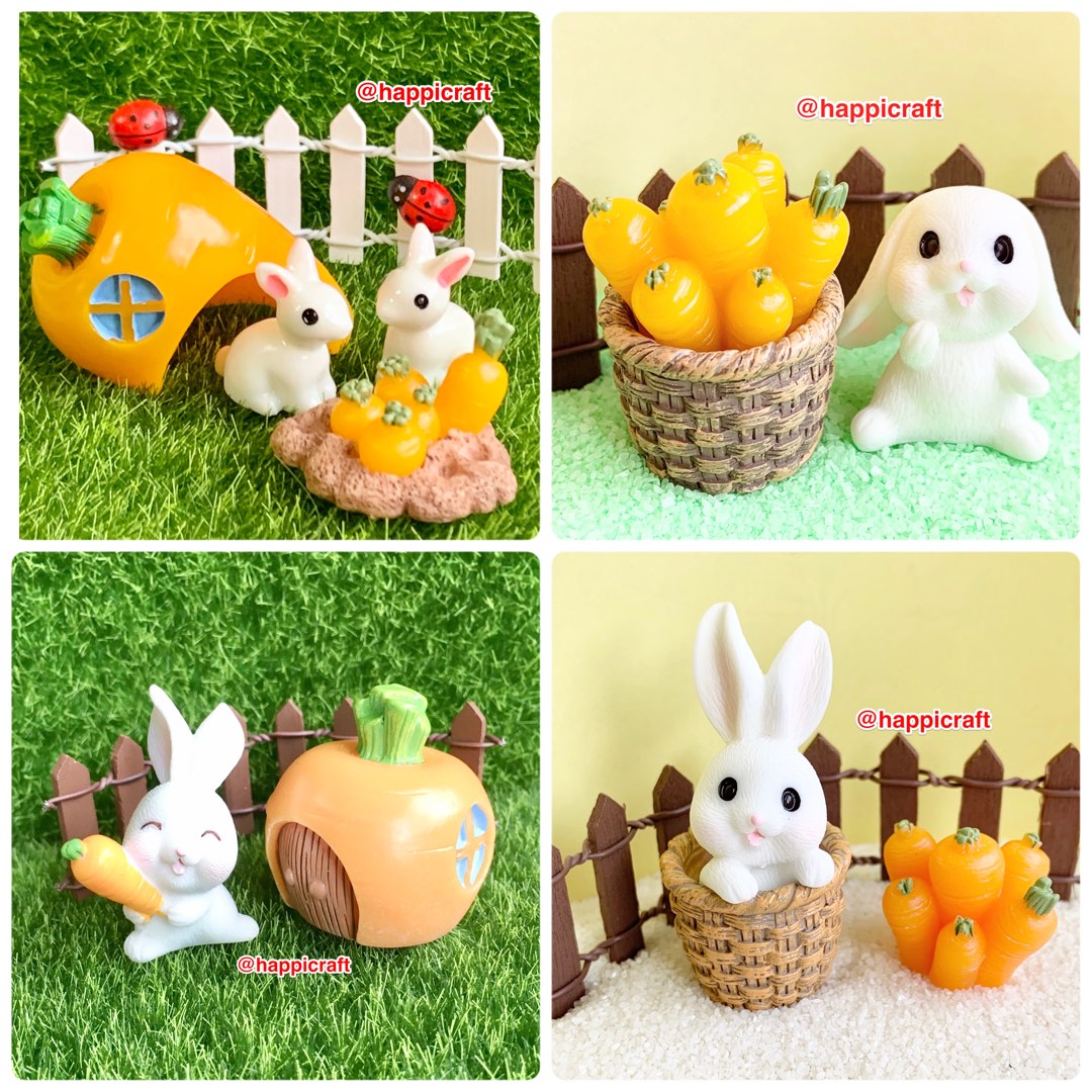 Miniature Rabbit Figurines / Rabbit Cake Topper / Rabbit Cake Decor ...