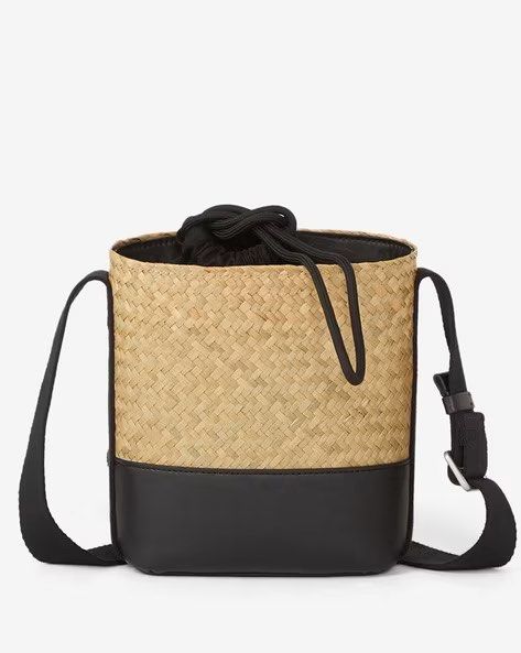 (Rare Colour) Kenzo Bucket Straw Crossbody Bag in Black, Luxury, Bags ...