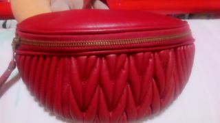 Red leather belt bag