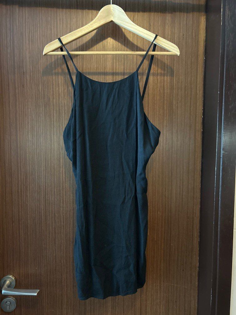 Reformation black top slip dress