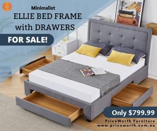 SALE!! BED FRAME WITH 3 DRAWERS - ORDER NOW!!