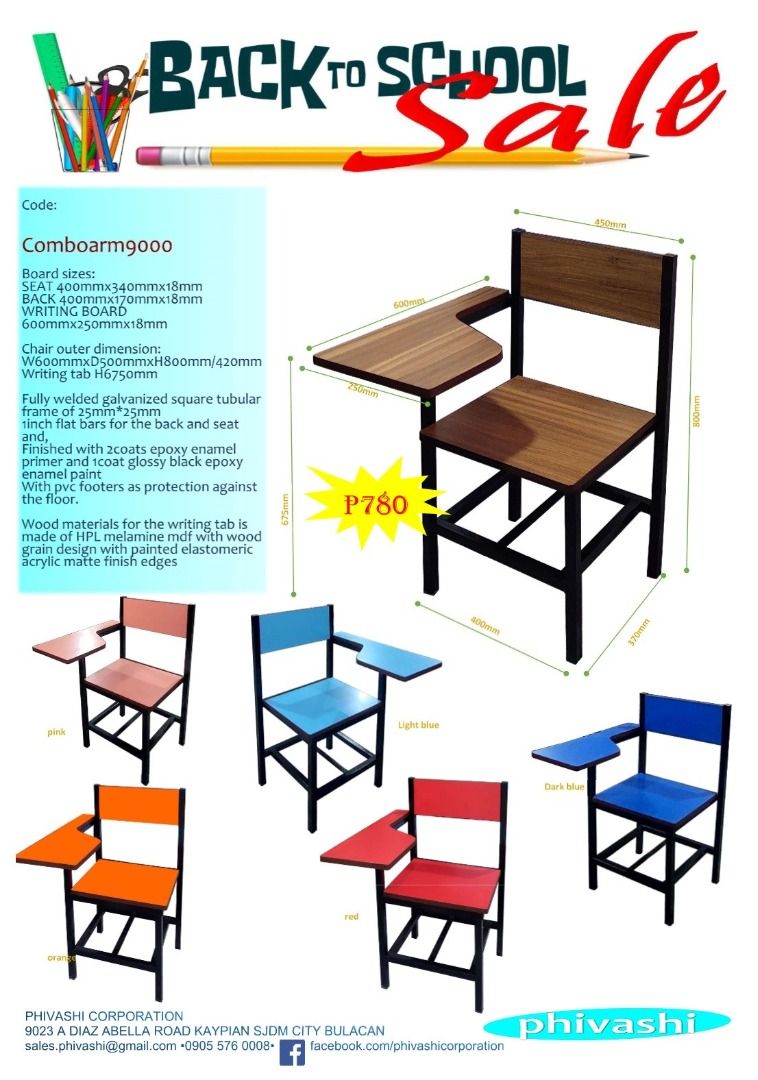 school armchair study table, Furniture & Home Living, Furniture, Chairs