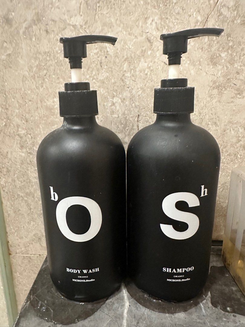 Shampoo and Body Wash Glass Bottle Set, Beauty & Personal Care, Bath