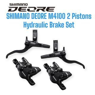 Shimano Deore M4100 Brake Set 2 Pistons. BL-M4100 / BR-MT410 Hydraulic Brake Set (Front and Rear with Hose)
