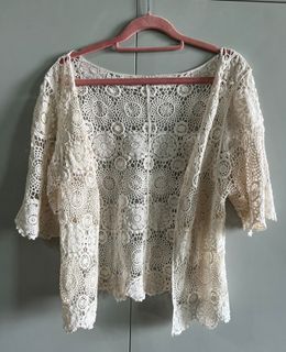 Short Sleeves Knitted Lace Jacket