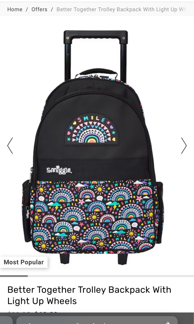 Smiggle Trolley Backpack for girls, Women's Fashion, Bags & Wallets