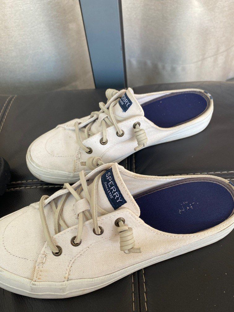 White slip on sperrys cheap