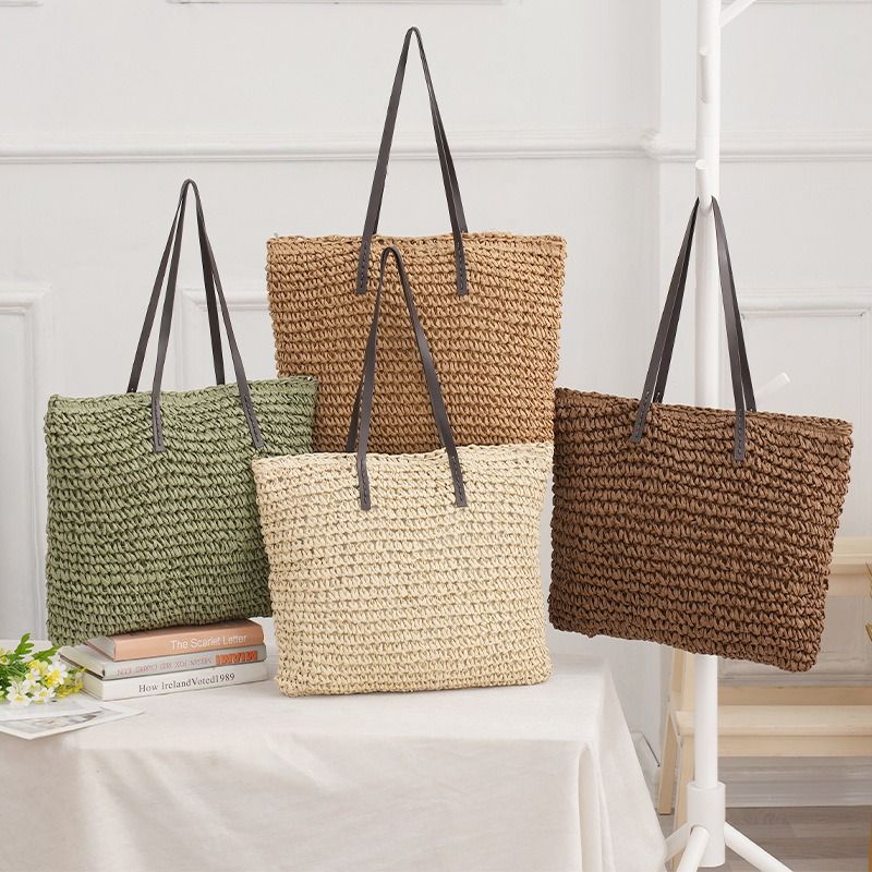 Large Straw Bags for Women,Straw Travel Beach Totes Bag Woven Summer Tote  Handmade Shoulder Bag Handbag 