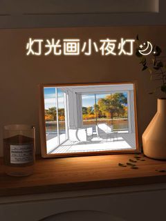 Sunshine painting light painting night light ins bedside lamp decorative net red light art sketch hanging painting picture frame