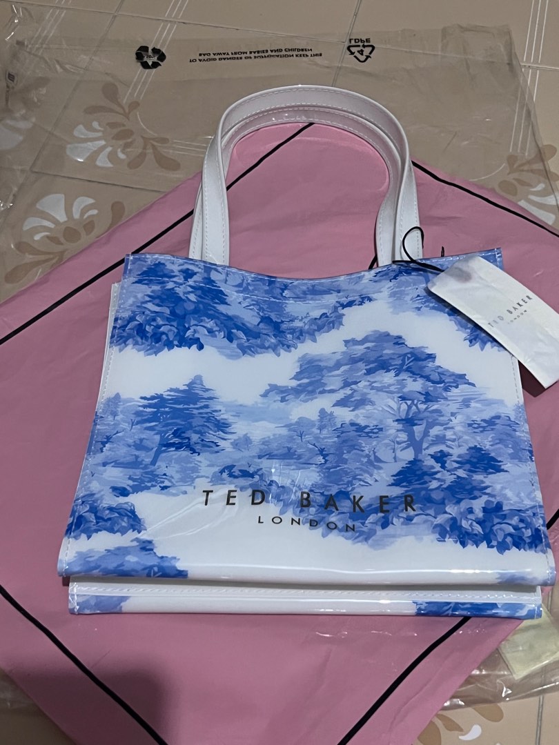 TED BAKER WHITE WITH BLUE FOREST LANDSCAPE SMALL TOTE BAG, Women's ...