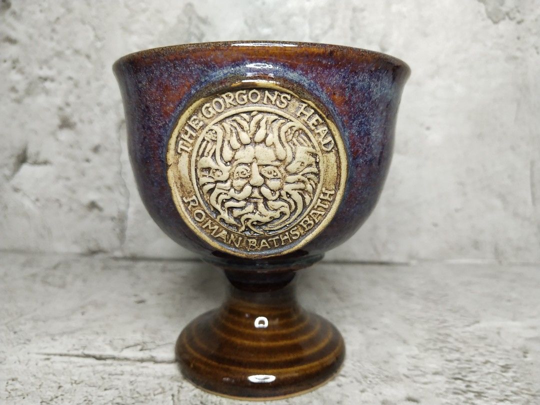 The Gorgons Head Roman Bathsbath Stoneware Goblet (Category: Coffee & Tea Tableware) located in San Pablo. Submitted by lamujer_stonewareph (Listing ID 1235283444, Image 1). Description: Good as new unused without box Collectible Items.