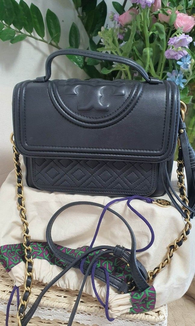 Tory burch fleming satchel navy shop
