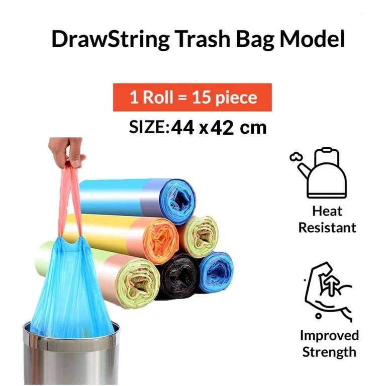 TRASH BAG/ PLASTIC BAG/DRAWSTRINGS 10 ROLLS BUNDLE 0.7 PER ROLL