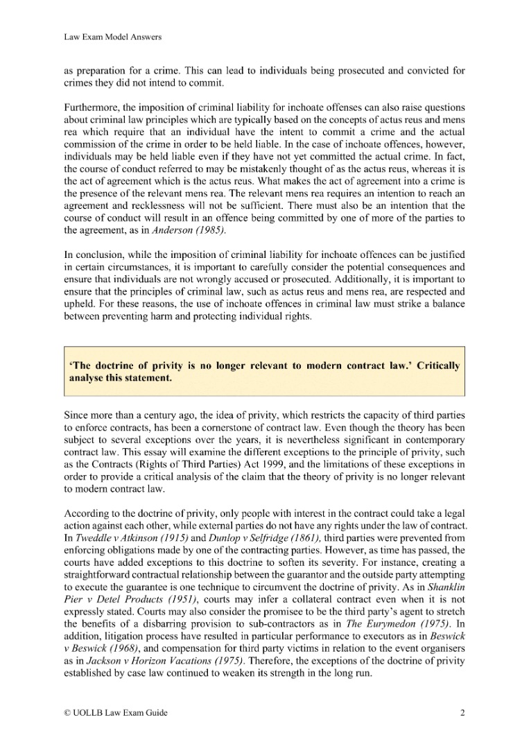 [UOL LLB 考試必讀] Law Exam Model Answers Law Notes 法律考試模擬題目及參考答案 (Bachelor ...