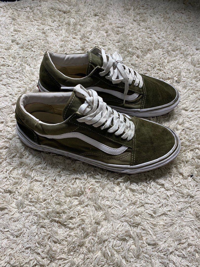 Vans Old Skool Green Army Shoes Men s Fashion Footwear Sneakers