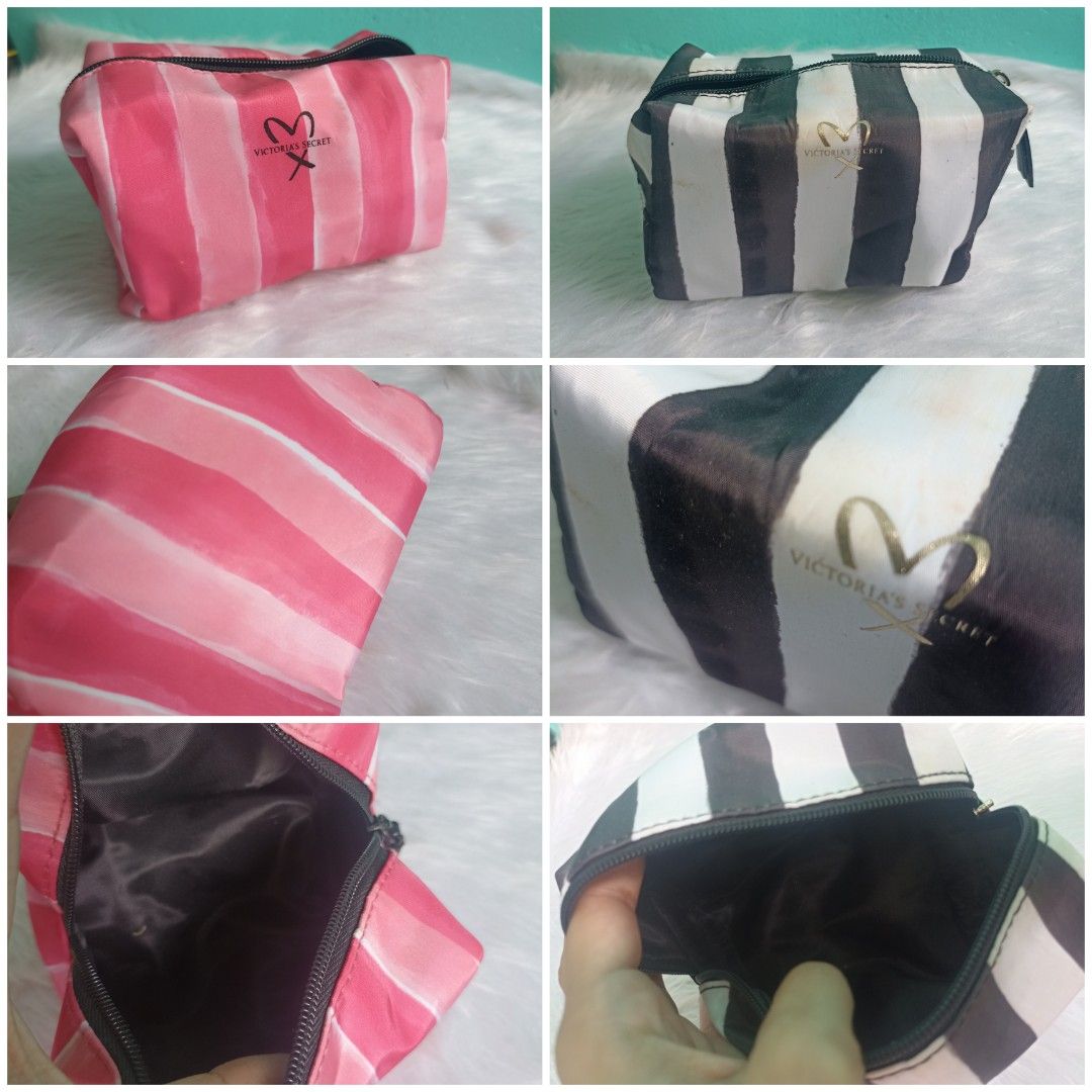 Victoria's Secret Makeup Bag Black Pink Stripes, Women's Fashion, Bags &  Wallets, Purses & Pouches on Carousell