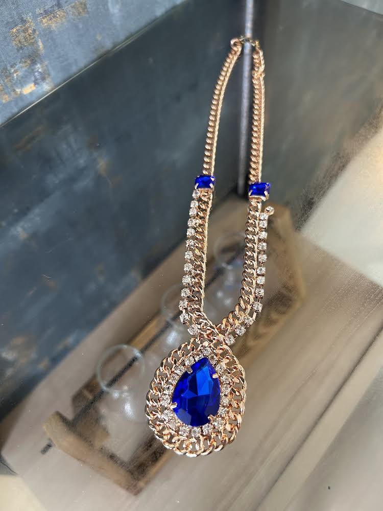 Real blue new arrivals diamond necklace
