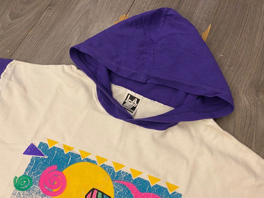 古著美國Vintage Panama City beach hooded T shirt purple made in