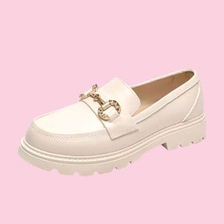 White Vintage retro loafers women shoes sandals