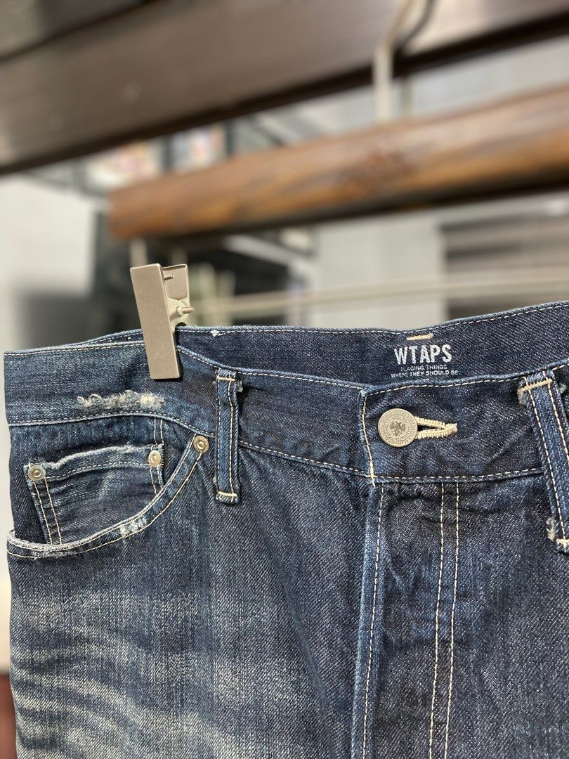 WTAPS “Who Dare Wins” SS2011 Damage Repair Processing Denim Jeans (Category: Jeans) located in Baguio. Submitted by lordeidara (Listing ID 1235155039, Image 3). Description: 8/10 Fading, Distress, and Patches are factory made Not Altered Color: Blue Material: cotton Size on Tag: large Thigh: 12.5 Knee: 9 Waist: 37 Inseam: 32 Length: 43 Leg Opening: 8 Front Rise: 11.75.