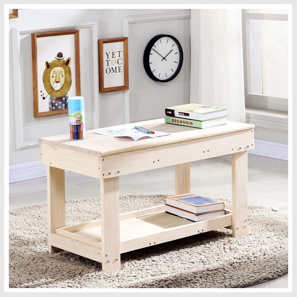 YouHi Kids Activity Table with Board and Storage for Bricks Activity ...