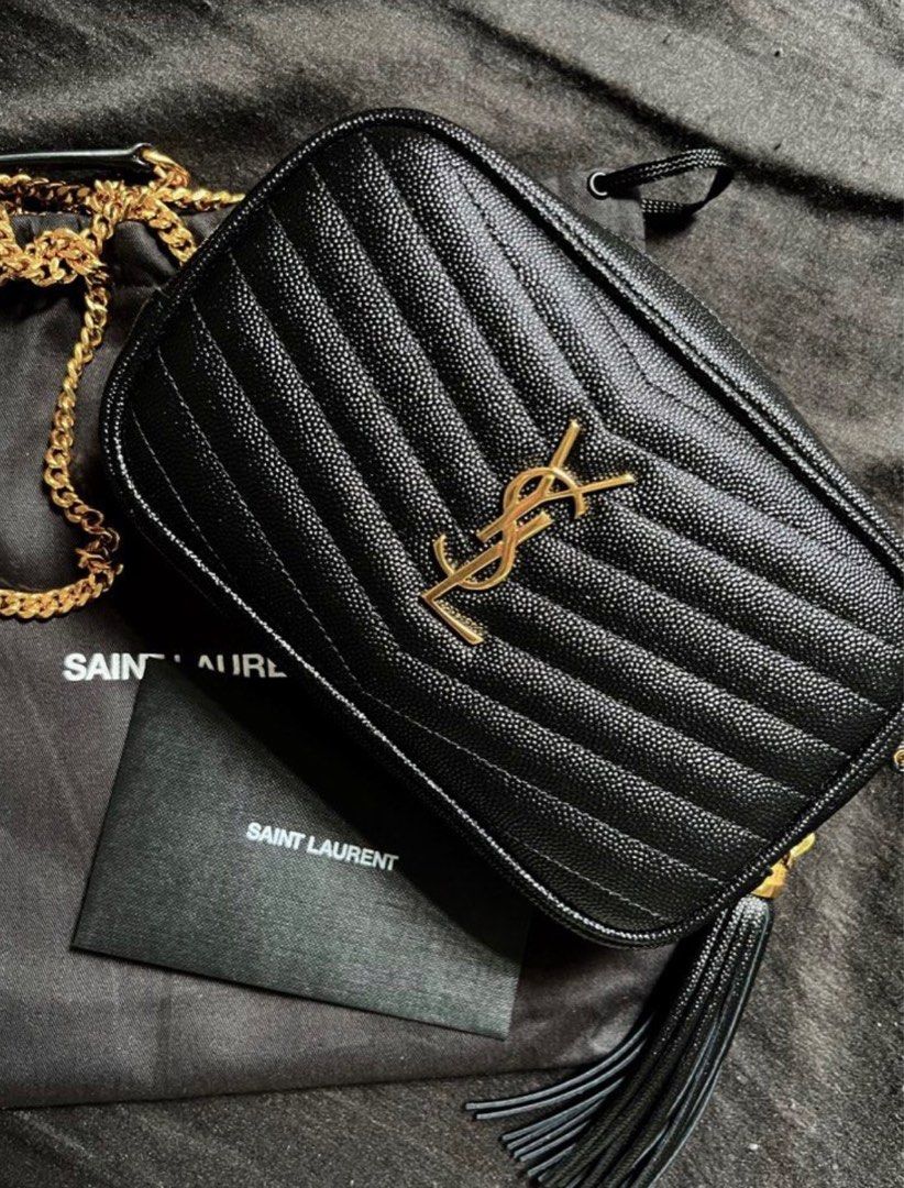 Saint Laurent Lou Mini Patent-leather Shoulder Bag in Black