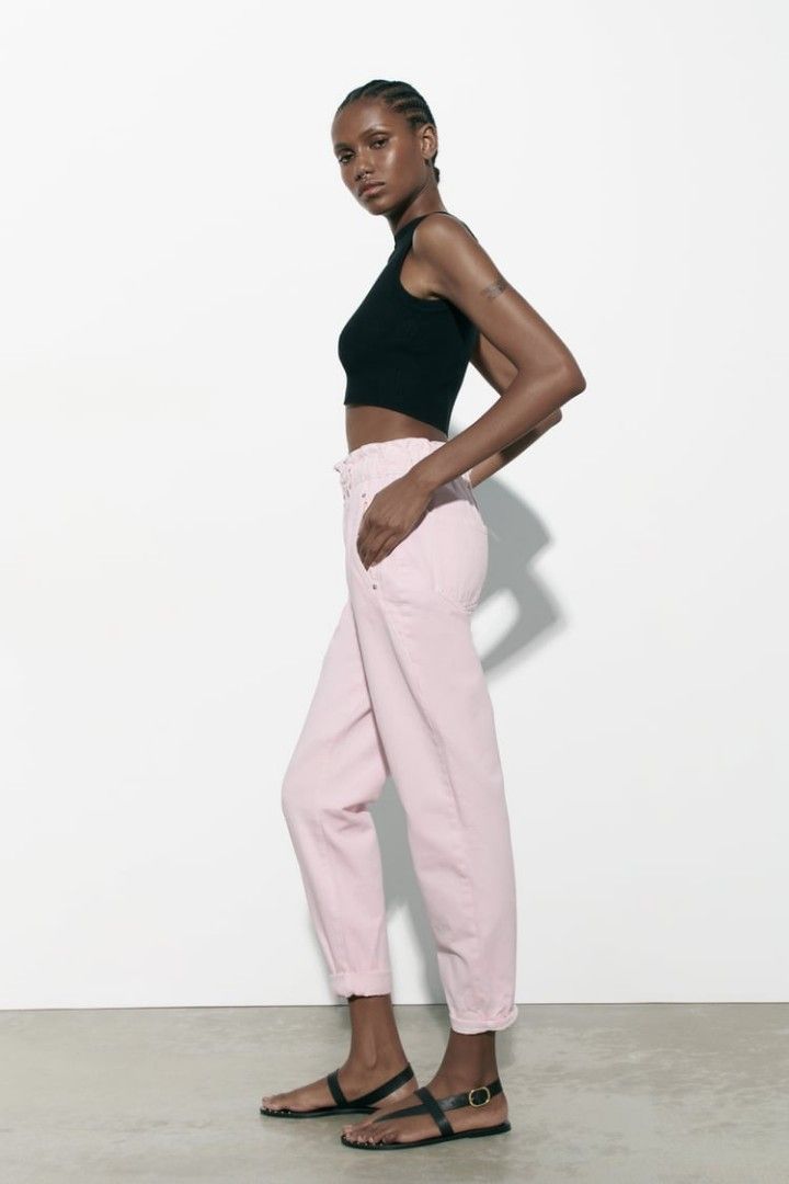 Zara High Waist Pantalon Baggy Paperbag Zara Zara Paperbag Baggy