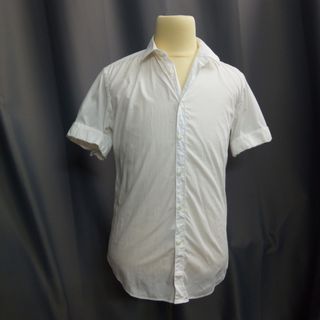 Zara Man Men's Short Sleeve Button Up Shirt White Super Slim Fit Collared
