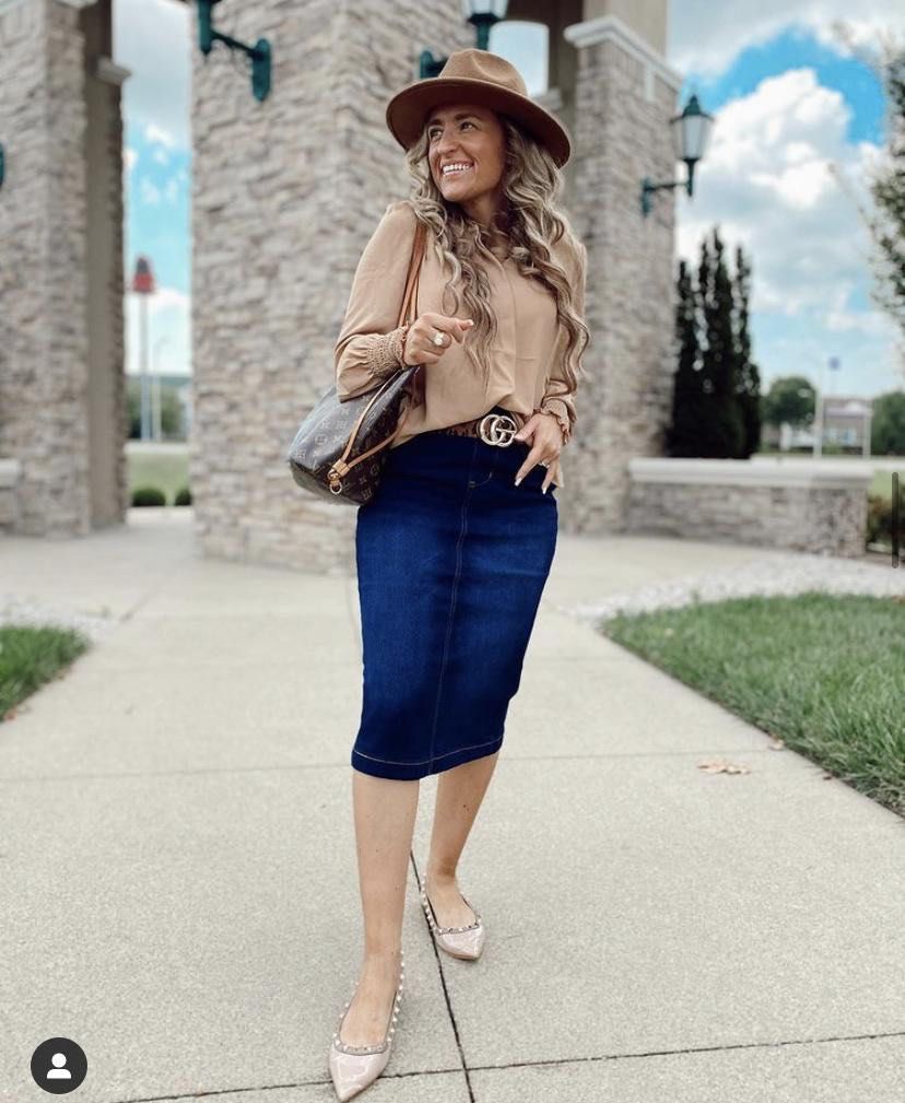 Zara Premium Denim Pencil Skirt