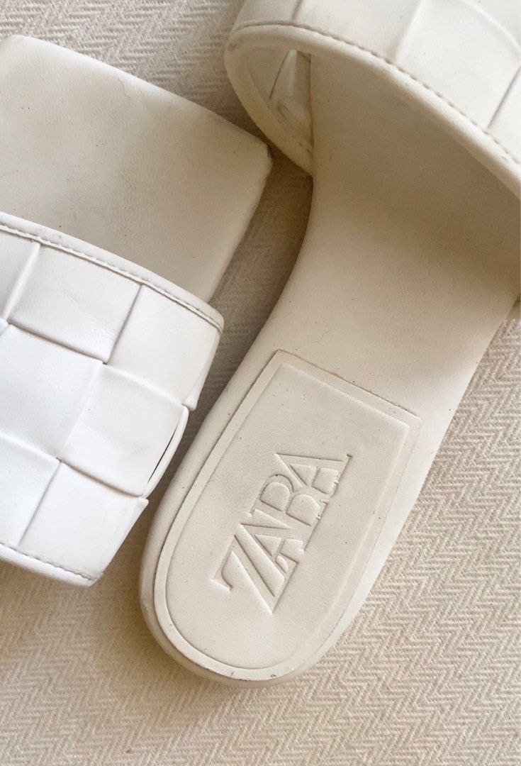 Zara white slides shop