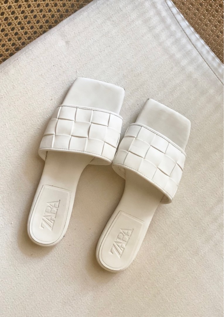 Zara white on sale slides