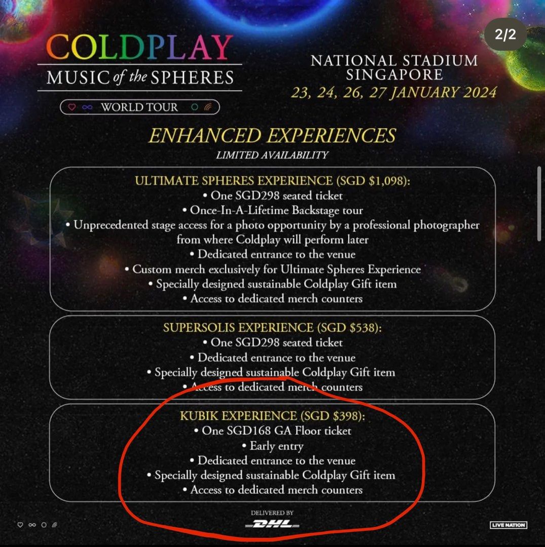 (31 Jan 2024) Coldplay Music of the Spheres World Tour, Tickets