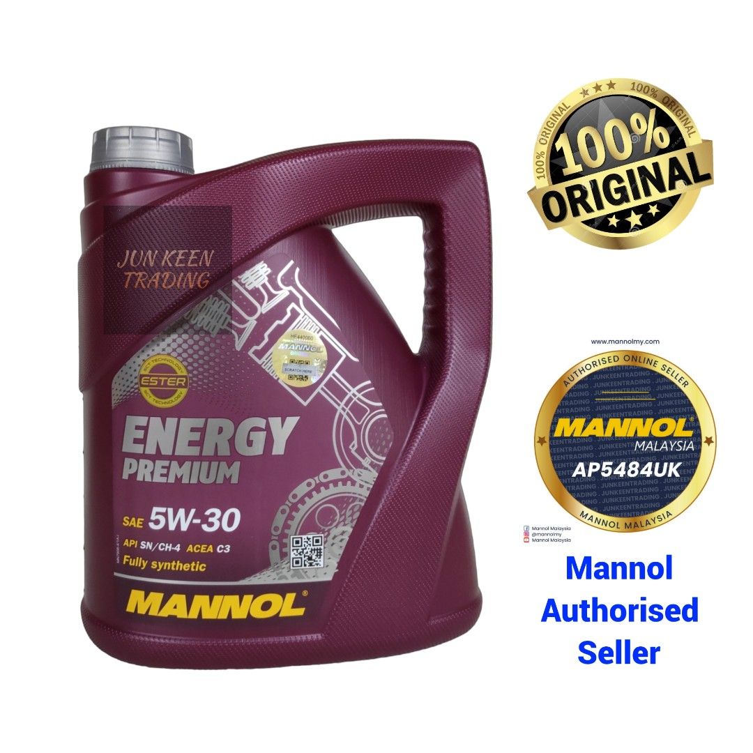 4L Mannol Energy Premium 5W-30 Fully Synthetic Engine Oil with Ester  technology, Auto Accessories on Carousell
