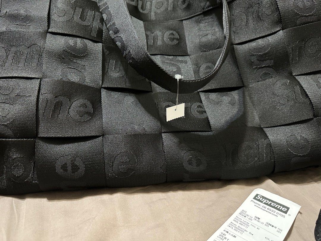 全新‼️ supreme woven large tote bag 黑大阪購入有購買證明✓, 他的