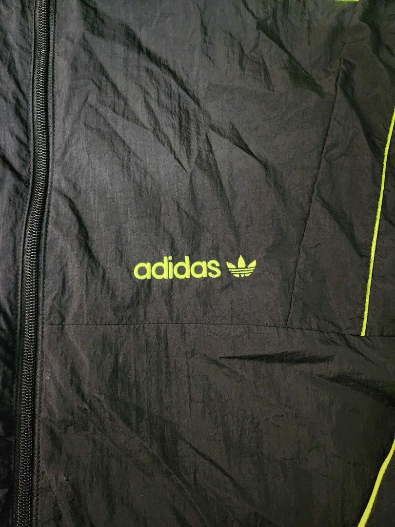 Yellow adidas jacket with discount black stripes