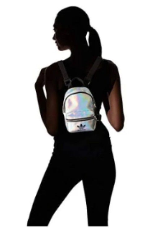 Adidas Silver Metallic Iridescent PU Mini Backpack