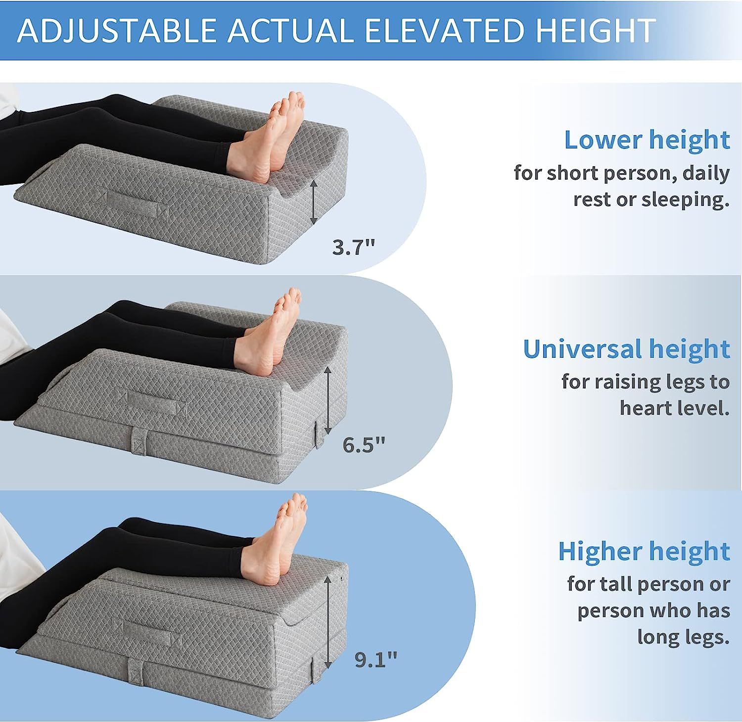 Adjustable Leg Elevation Pillows for Swelling After Surgery, Cooling