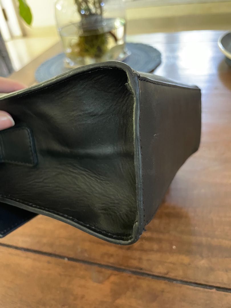 Aesthetic pleasure black doff mini isolation leather bag on Carousell