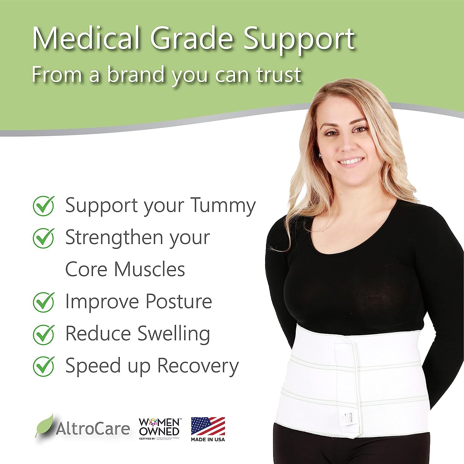 AltroCare 3 Panel, 9 high Postpartum Abdominal Binder, Stretches to fit  30 to 45, Health & Nutrition, Braces, Support & Protection on Carousell