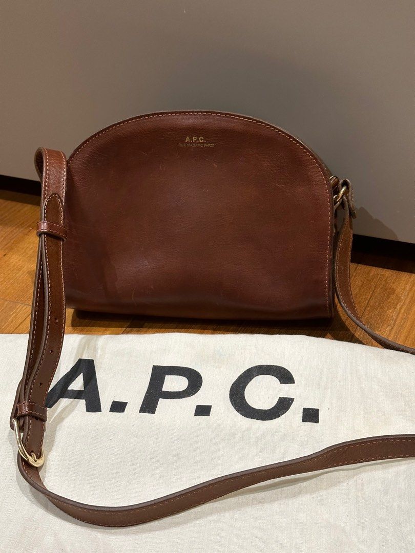 A.P.C Demi-Lune Leather Crossbody Bag - Brown