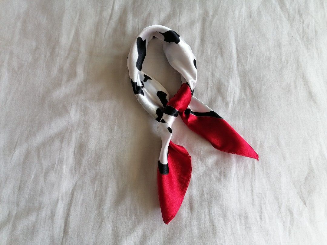 Red and online black silk scarf