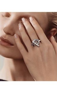 Louis Vuitton Lock Me Blush Pink Resin Gold Tone Ring Size 54