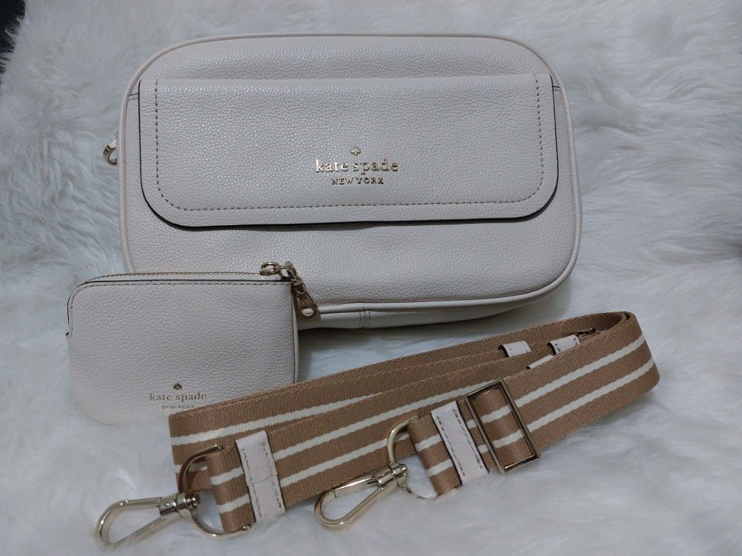 kate spade, Bags, Authentic Kate Spade Flap Camera Bag Parchment  Crossbody Coin Purse Leather Nwt