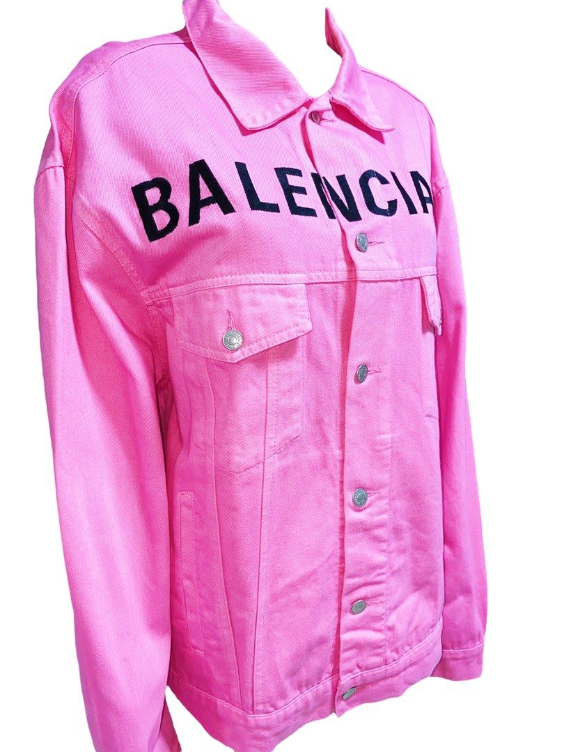 Balenciaga Japanese Denim Jacket With Neon Fur Lining