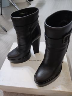 Balenciaga Platform Black Leather Boots 5 inches Size 37
