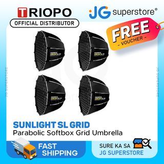Bao Rong By Triopo Sunlight SL Series 60cm / 70cm / 90cm / 120cm Folding Parabolic Softbox Grid 12-Sided Umbrella w/ Bowens Adapter, Honeycomb Grid, Removable Front Diffuser, Reflective Silver Interior & Carrying Bag for Studio Photography | JG Superstore